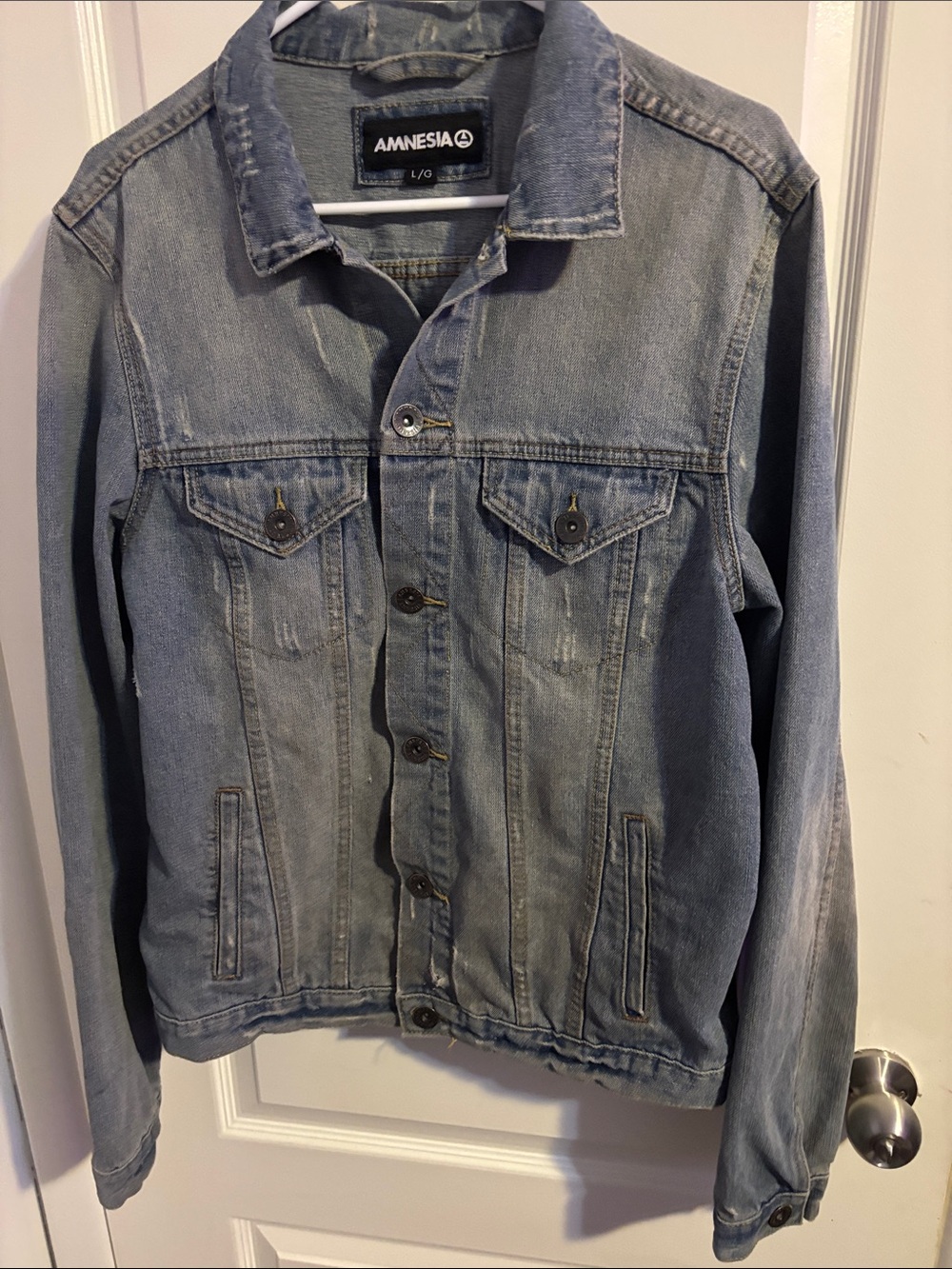 Amnesia Men's Light Blue Denim Shirt Jacket